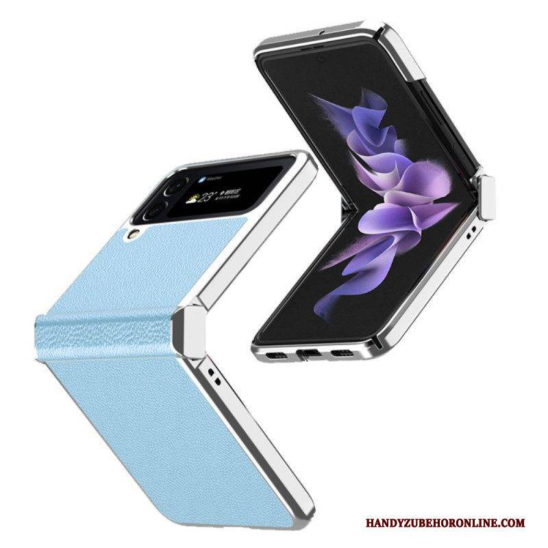 Handyhülle Für Samsung Galaxy Z Flip 4 Flip Case Metallkanten Aus Litschileder