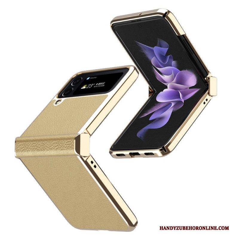 Handyhülle Für Samsung Galaxy Z Flip 4 Flip Case Metallkanten Aus Litschileder