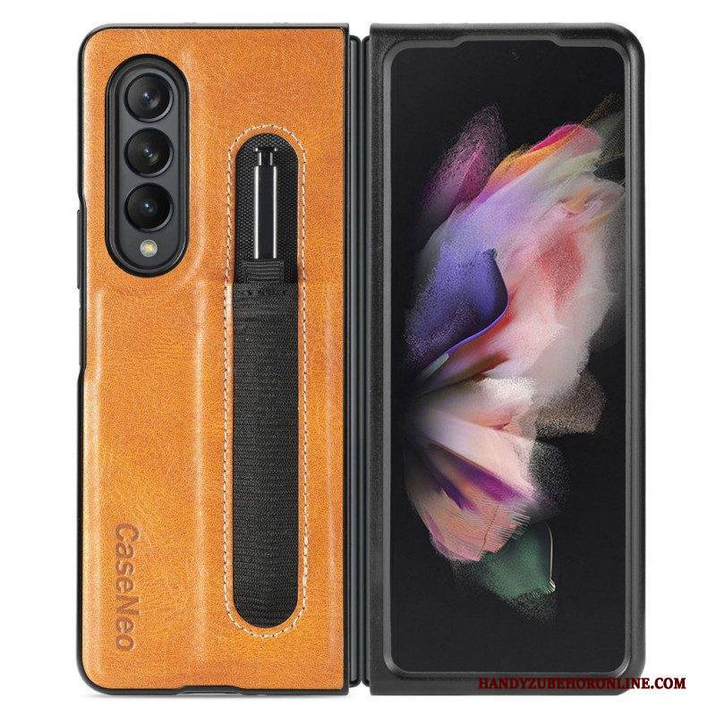 Handyhülle Für Samsung Galaxy Z Fold 3 5G Stylus-halter Aus Leder Im Stil Von Caseneo