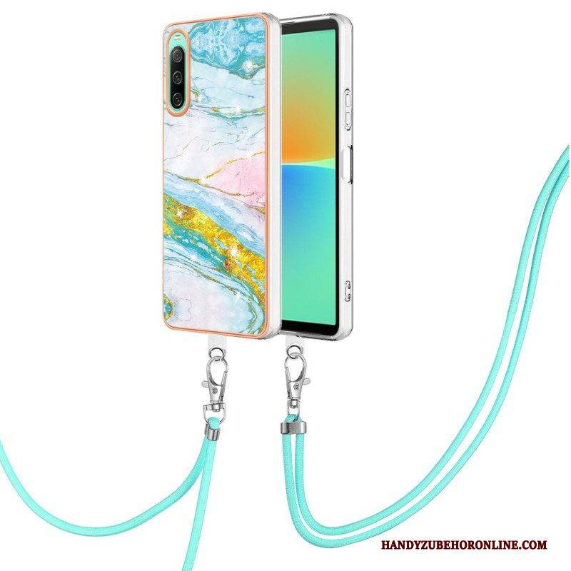 Handyhülle Für Sony Xperia 10 IV Mit Kordel Mit Marmorschnur