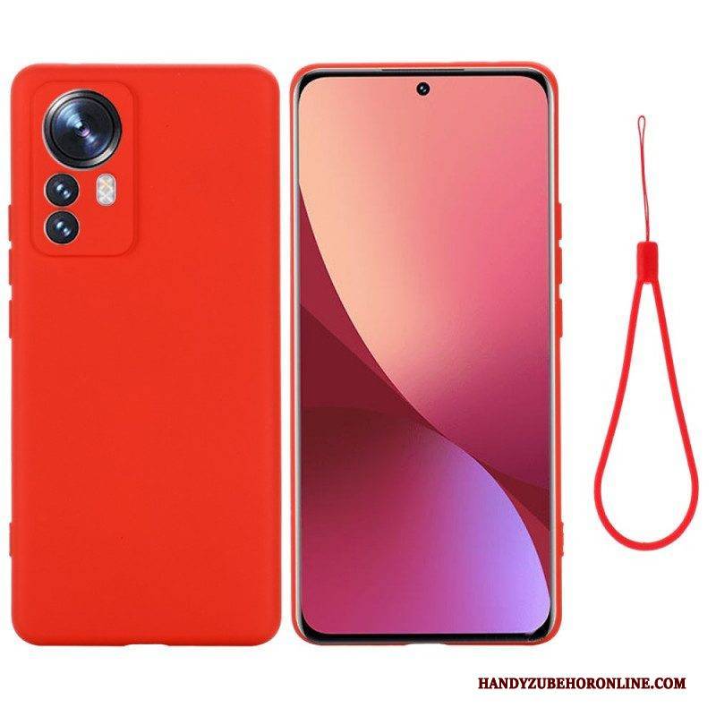 Handyhülle Für Xiaomi 12 Pro Flüssiges Silikon Mit Lanyard