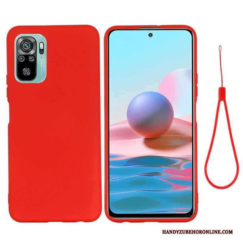 Handyhülle Für Xiaomi Redmi Note 10 / 10S Flüssiges Silikon Mit Lanyard