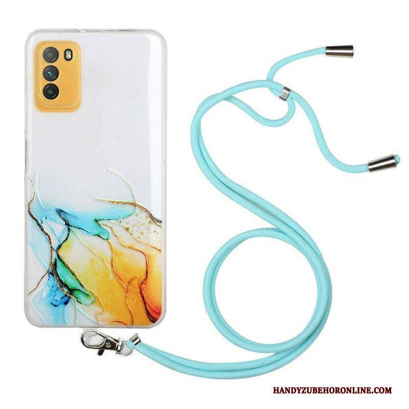 Handyhülle Für Xiaomi Redmi Note 10 5G Mit Kordel Mit Marmorschnur