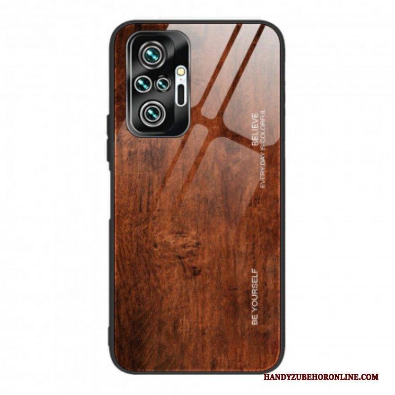 Handyhülle Für Xiaomi Redmi Note 10 Pro Holzdesign Aus Gehärtetem Glas