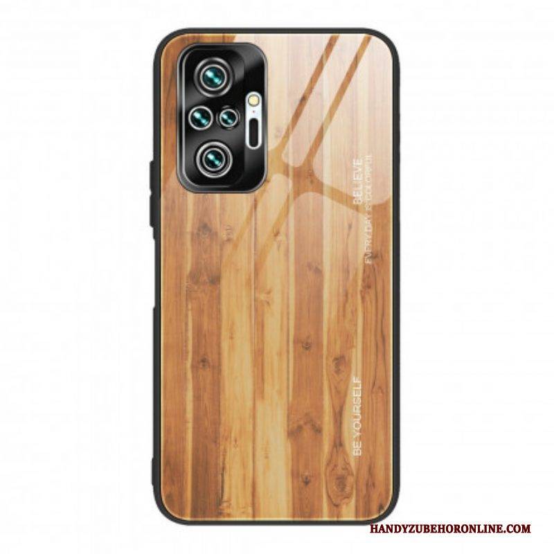 Handyhülle Für Xiaomi Redmi Note 10 Pro Holzdesign Aus Gehärtetem Glas