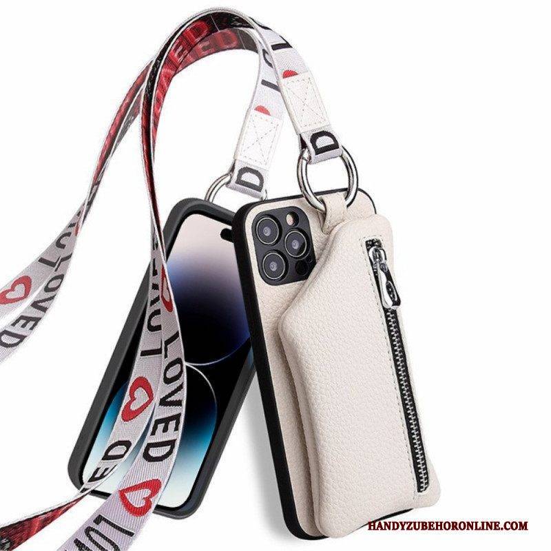 Handyhülle Für iPhone 14 Pro Max Geldbörse Und Schlüsselband