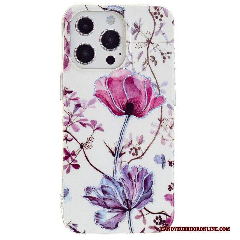 Handyhülle Für iPhone 15 Pro Blumenmarmor