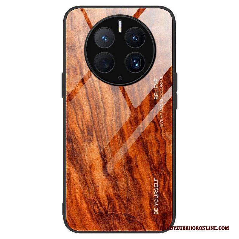 Hülle Für Huawei Mate 50 Pro Holzdesign Aus Gehärtetem Glas