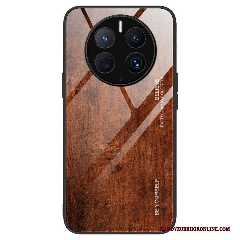 Hülle Für Huawei Mate 50 Pro Holzdesign Aus Gehärtetem Glas