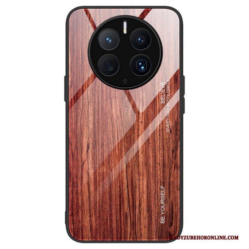 Hülle Für Huawei Mate 50 Pro Holzdesign Aus Gehärtetem Glas