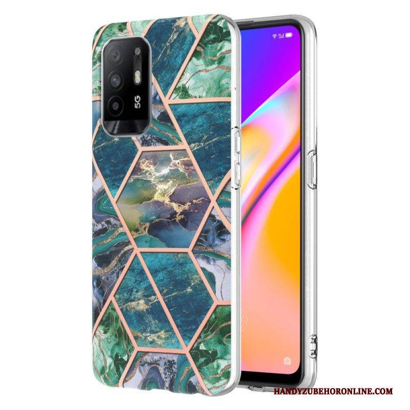 Hülle Für Oppo A94 5G Auffälliger Geometrischer Marmor