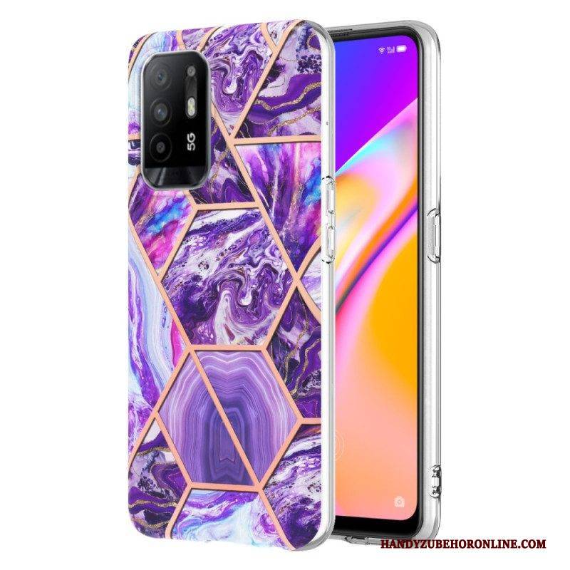 Hülle Für Oppo A94 5G Auffälliger Geometrischer Marmor