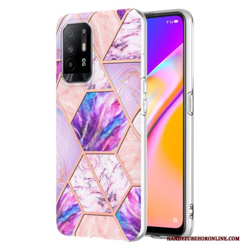 Hülle Für Oppo A94 5G Auffälliger Geometrischer Marmor