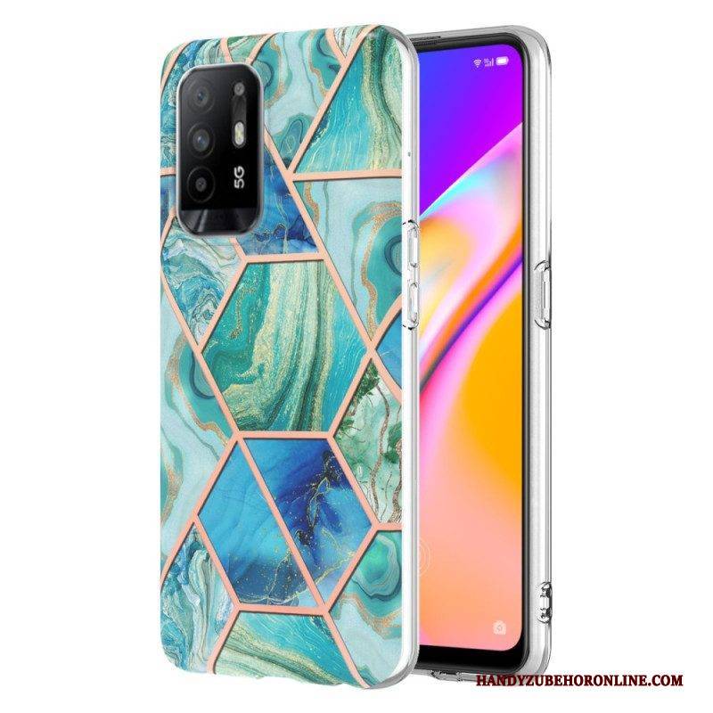 Hülle Für Oppo A94 5G Auffälliger Geometrischer Marmor