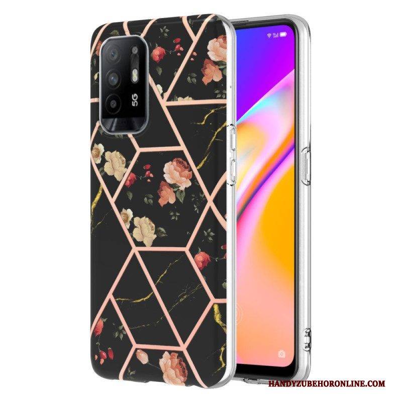 Hülle Für Oppo A94 5G Bunter Geometrischer Marmor