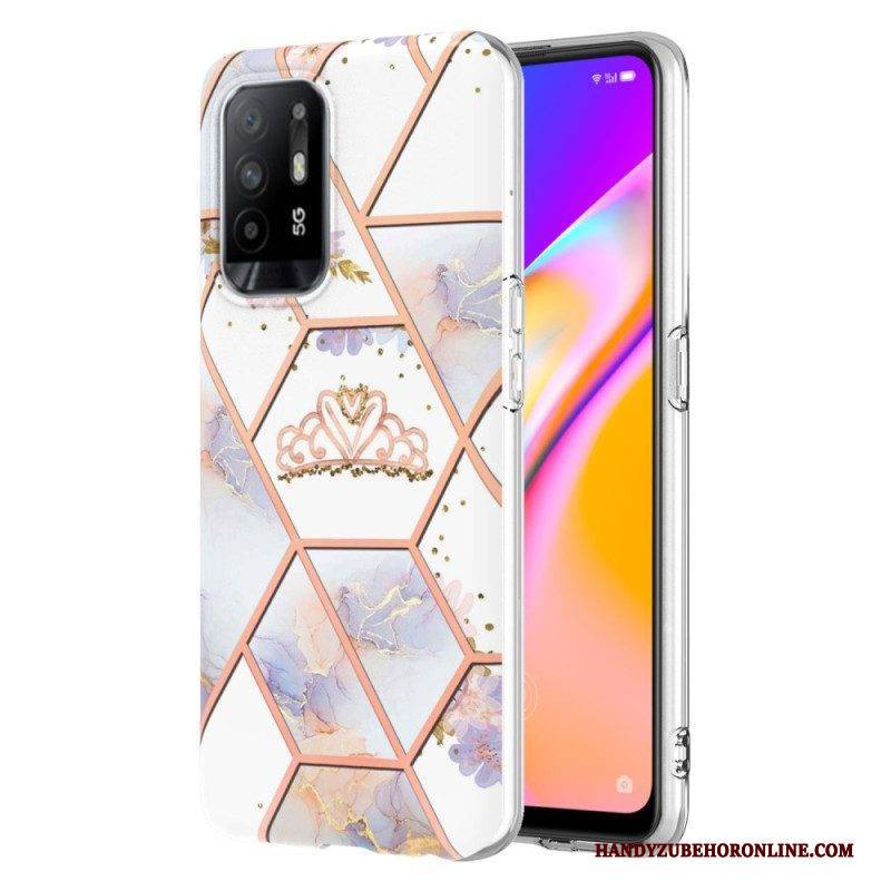 Hülle Für Oppo A94 5G Bunter Geometrischer Marmor