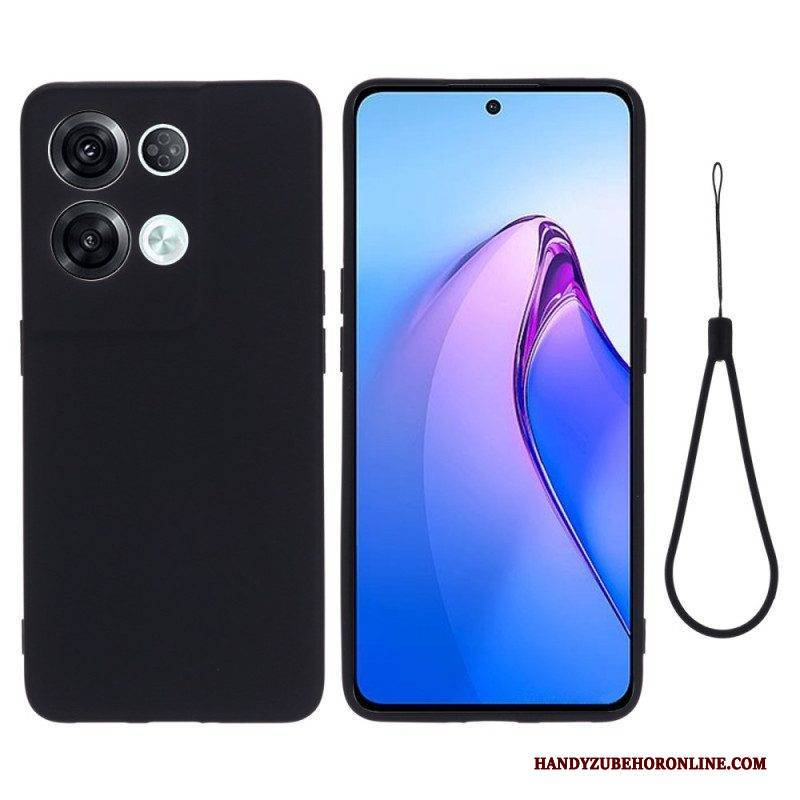 Hülle Für Oppo Reno 8 Pro Mit Kordel Riemchen Aus Flüssigem Silikon