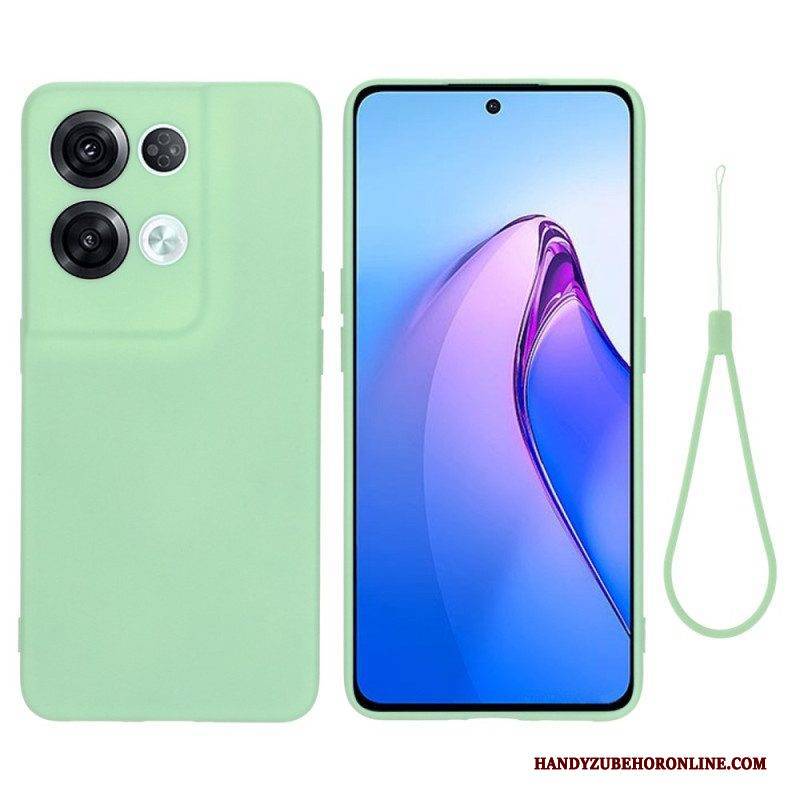 Hülle Für Oppo Reno 8 Pro Mit Kordel Riemchen Aus Flüssigem Silikon