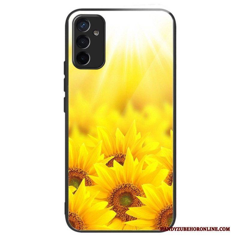 Hülle Für Samsung Galaxy M13 Sonnenblumen Aus Gehärtetem Glas