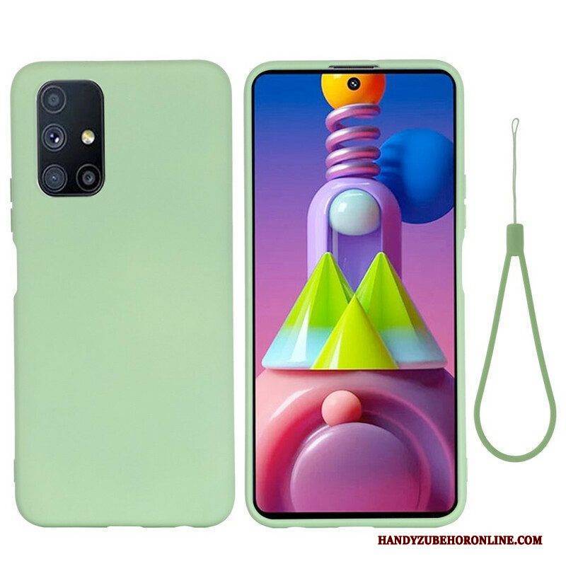 Hülle Für Samsung Galaxy M51 Flüssigsilikon Mit Lanyard