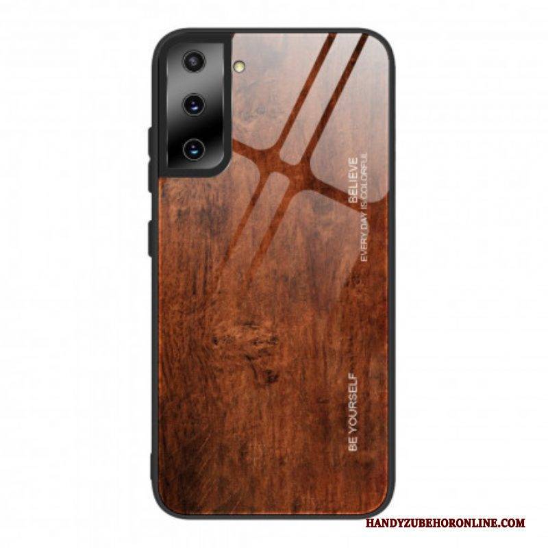 Hülle Für Samsung Galaxy S21 5G Holzdesign Aus Gehärtetem Glas