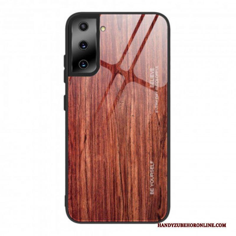 Hülle Für Samsung Galaxy S21 5G Holzdesign Aus Gehärtetem Glas