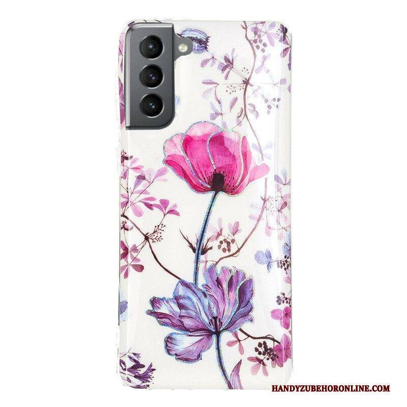 Hülle Für Samsung Galaxy S21 FE Marmorierte Blumen