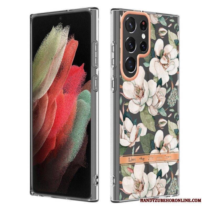 Hülle Für Samsung Galaxy S22 Ultra 5G Blumen Leben Das Leben. Das Sie Lieben