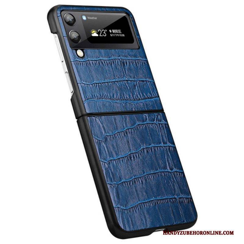 Hülle Für Samsung Galaxy Z Flip 3 5G Flip Case Echtes Leder Mit Krokodilstruktur