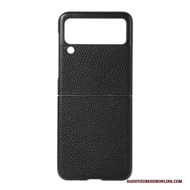 Hülle Für Samsung Galaxy Z Flip 3 5G Flip Case Echtes Litschifarbenes Leder