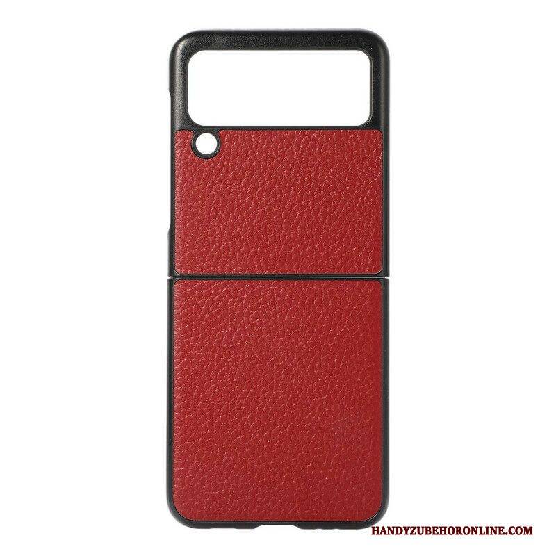 Hülle Für Samsung Galaxy Z Flip 3 5G Flip Case Echtes Litschifarbenes Leder