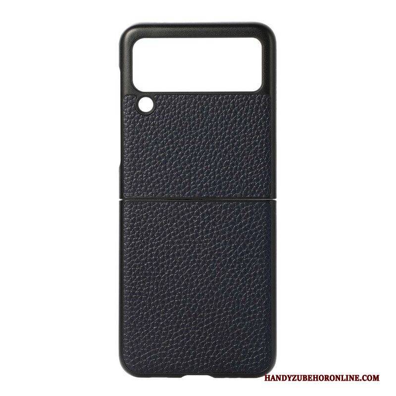 Hülle Für Samsung Galaxy Z Flip 3 5G Flip Case Echtes Litschifarbenes Leder