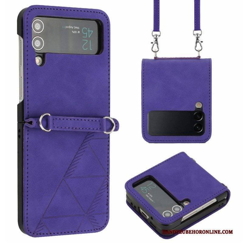 Hülle Für Samsung Galaxy Z Flip 4 Flip Case Dreiecke Mit Schultergurt