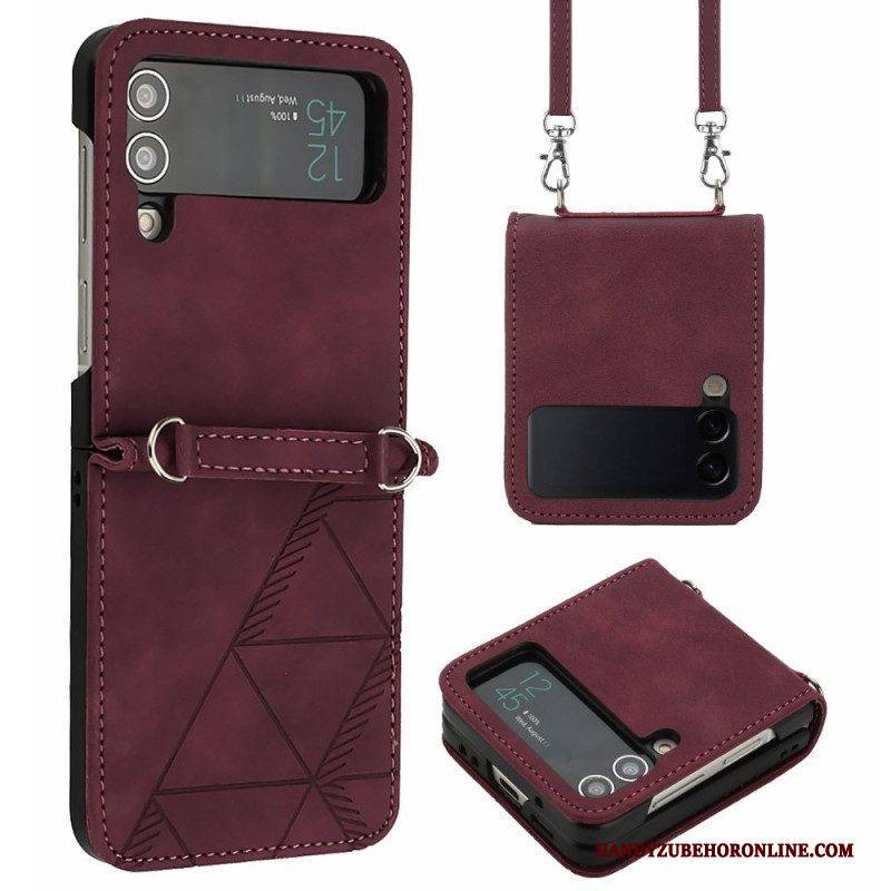 Hülle Für Samsung Galaxy Z Flip 4 Flip Case Dreiecke Mit Schultergurt