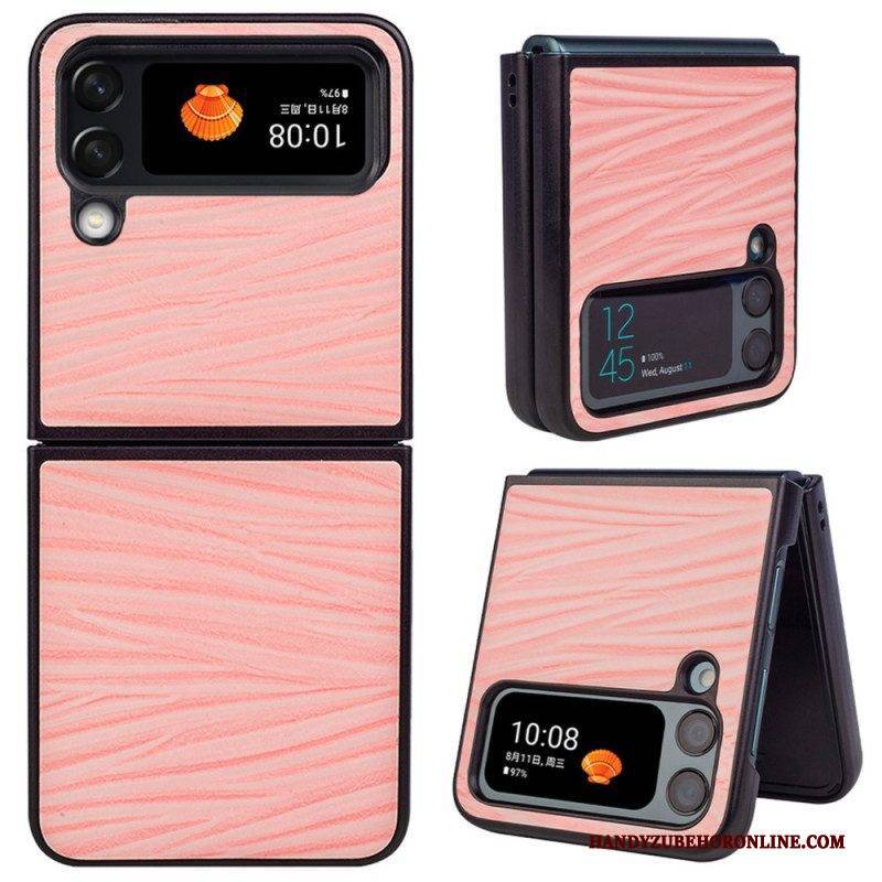 Hülle Für Samsung Galaxy Z Flip 4 Flip Case Echtes Leder Mit Gewellter Textur