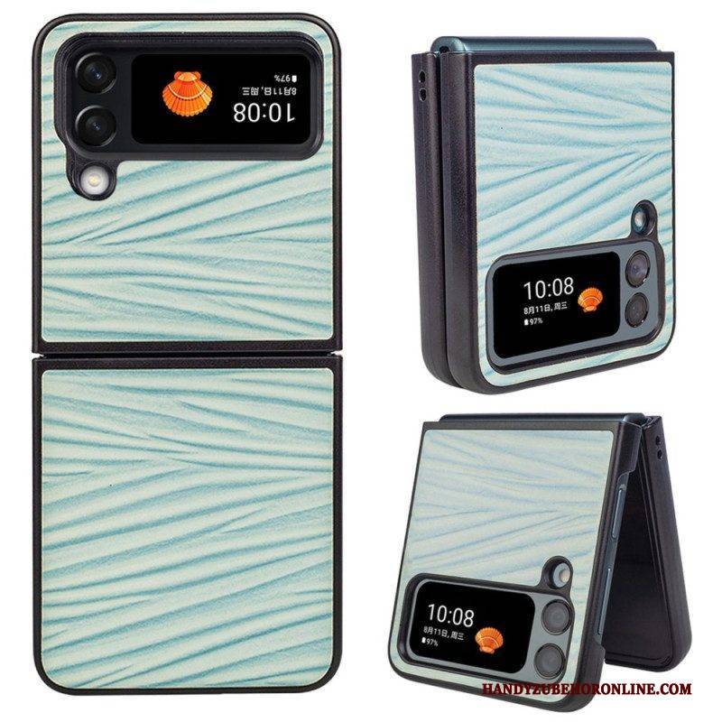 Hülle Für Samsung Galaxy Z Flip 4 Flip Case Echtes Leder Mit Gewellter Textur