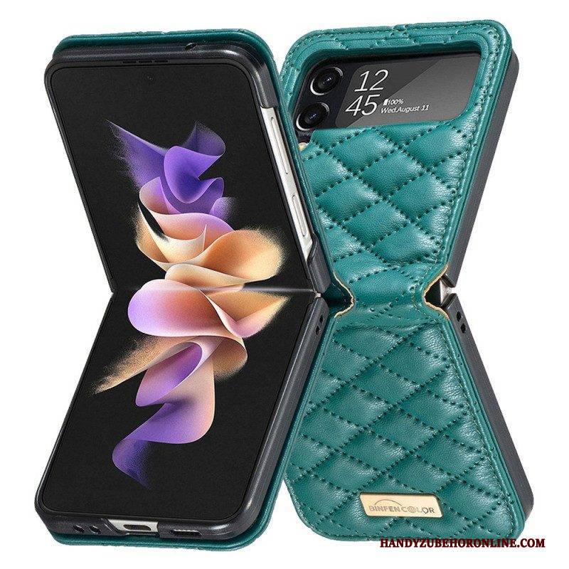 Hülle Für Samsung Galaxy Z Flip 4 Flip Case Gesteppte Binfen-farbe