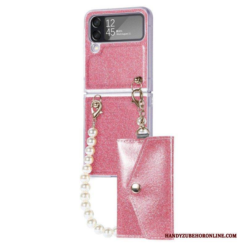 Hülle Für Samsung Galaxy Z Flip 4 Flip Case Glänzender Kartenhalter