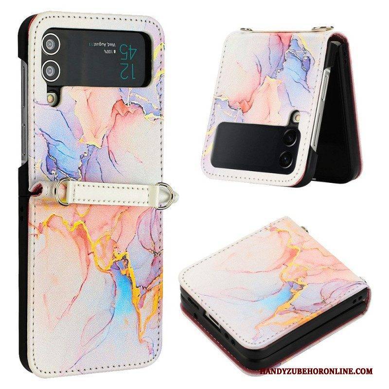 Hülle Für Samsung Galaxy Z Flip 4 Flip Case Marmor-ledereffekt