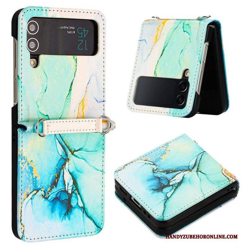 Hülle Für Samsung Galaxy Z Flip 4 Flip Case Marmor-ledereffekt