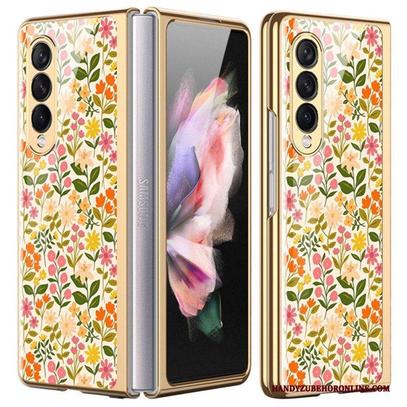 Hülle Für Samsung Galaxy Z Fold 3 5G Florales Gehärtetes Glas