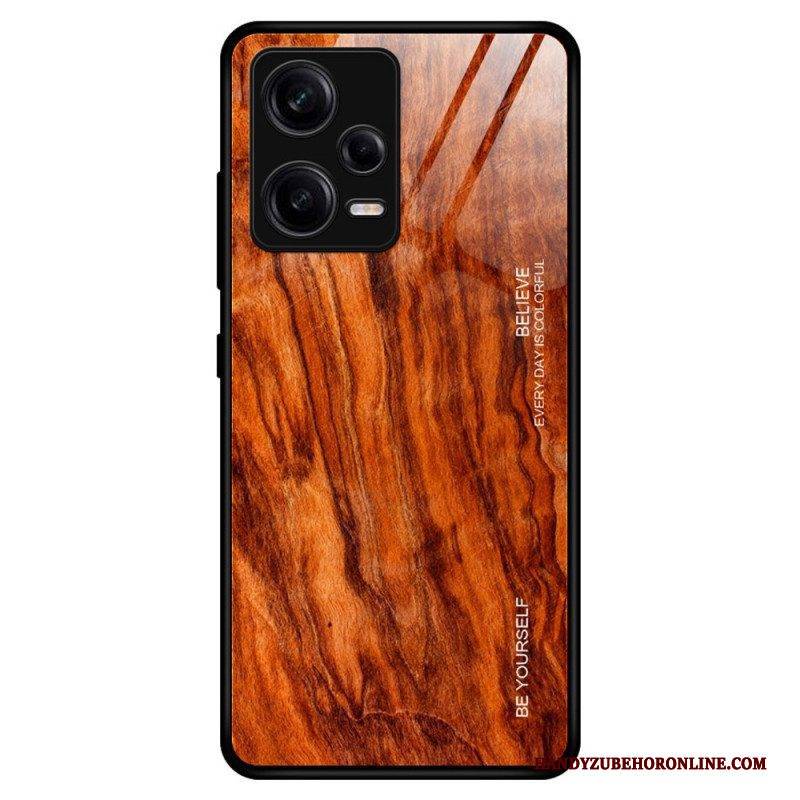 Hülle Für Xiaomi Redmi Note 12 Pro Holzdesign Aus Gehärtetem Glas