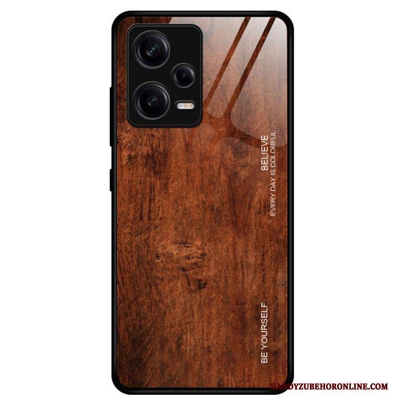 Hülle Für Xiaomi Redmi Note 12 Pro Holzdesign Aus Gehärtetem Glas