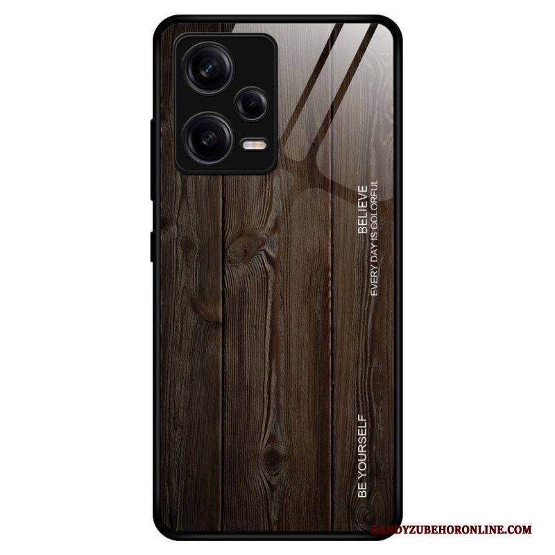 Hülle Für Xiaomi Redmi Note 12 Pro Holzdesign Aus Gehärtetem Glas