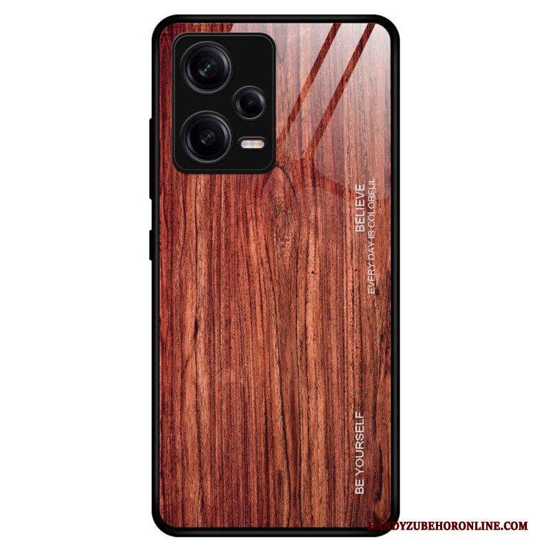 Hülle Für Xiaomi Redmi Note 12 Pro Holzdesign Aus Gehärtetem Glas