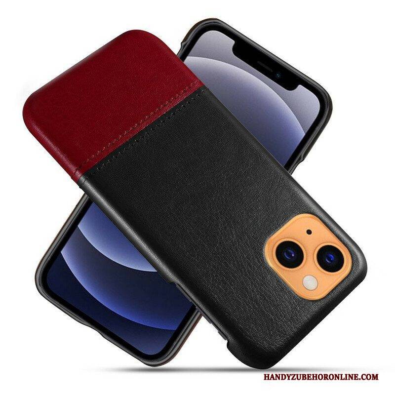 Hülle Für iPhone 13 Mini Ksq Zweifarbiger Ledereffekt