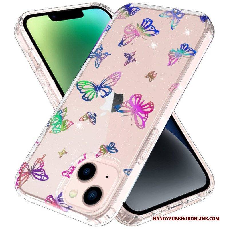 Hülle Für iPhone 14 Plus Flexible Silikonsterne / Schmetterlinge