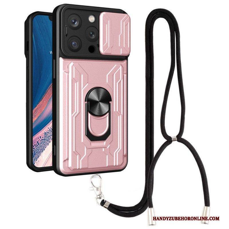 Hülle Für iPhone 14 Pro Mit Kordel Kartenhalter-lanyard Und Ständer