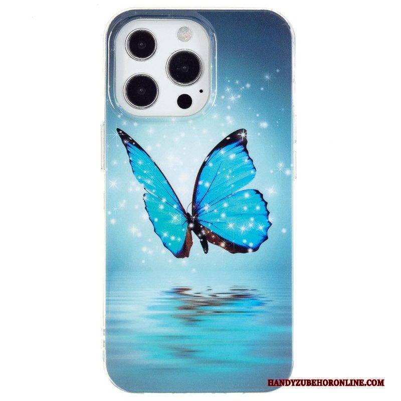 Hülle Für iPhone 15 Pro Max Fluoreszierende Schmetterlinge