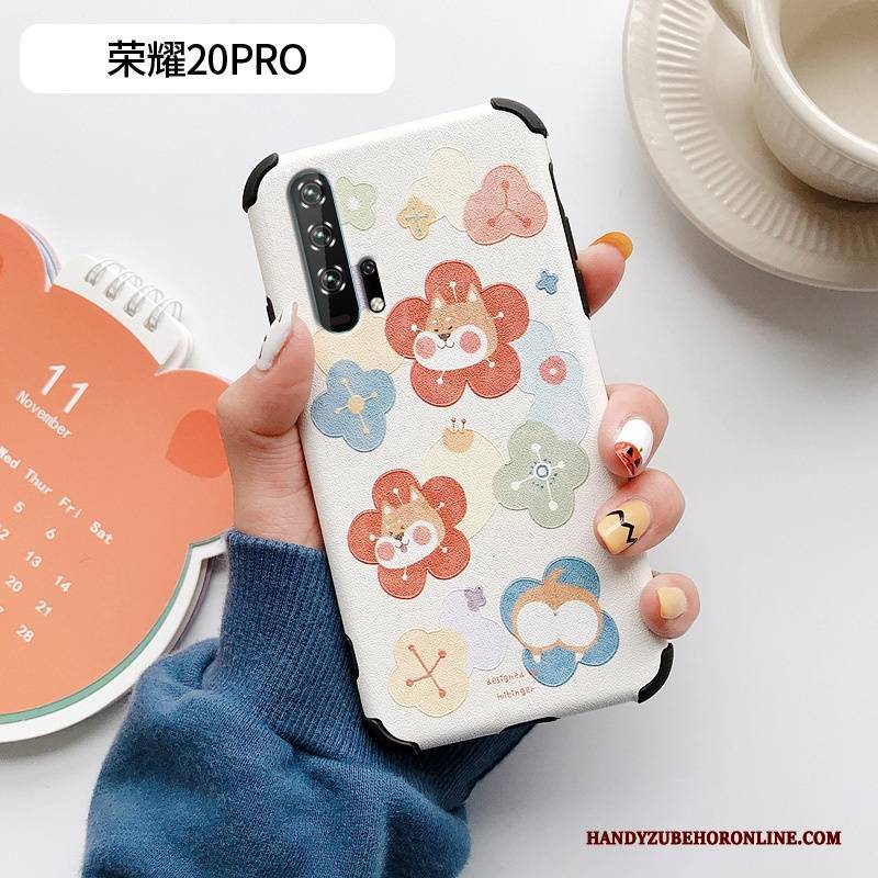 Hülle Honor 20 Pro Lederhülle Katzen Anti-sturz, Case Honor 20 Pro Seide Blau Frisch